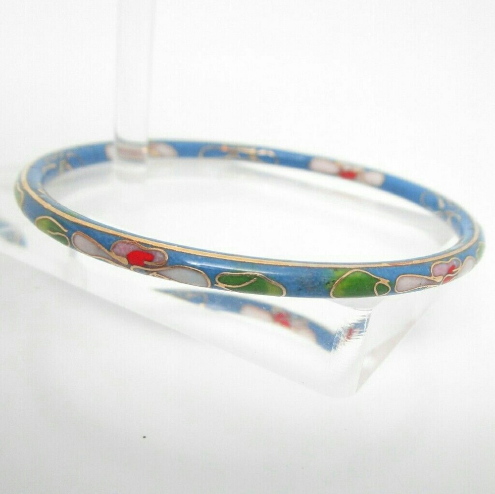 Vintage blue cloisonné bangle bracelet